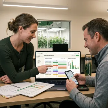 Cannabis team reviewing workflow software onboarding