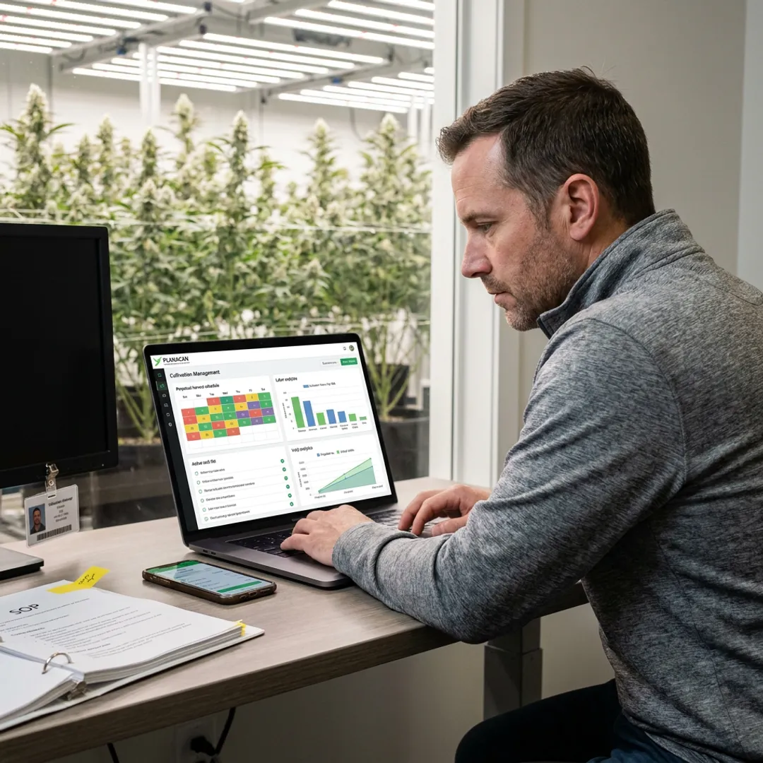 Cannabis cultivation management software dashboard