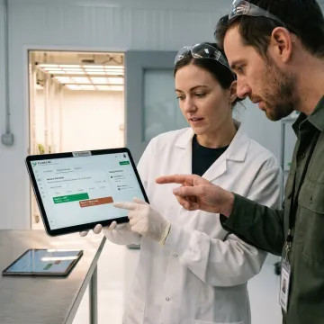 Cultivation team reviewing automated grow schedules