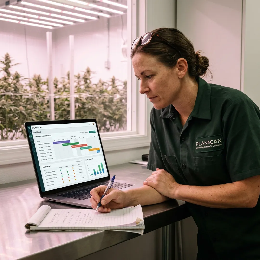 Cannabis cultivation software dashboard in a grow facility