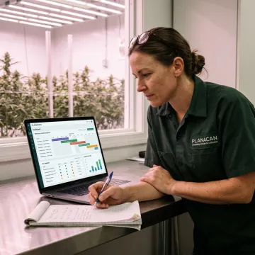Cannabis cultivation software dashboard in a grow facility