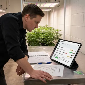 Cannabis cultivation dashboard on tablet