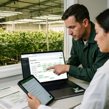 Cannabis cultivation team using grow flow software