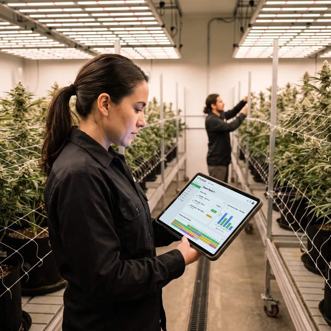 Cultivator using compliance software in a grow room