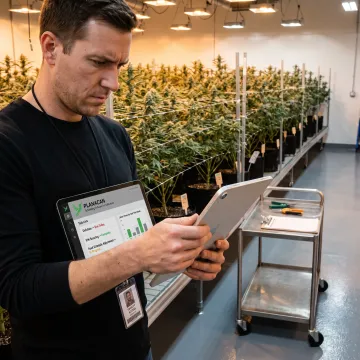 Grower using cultivation management software