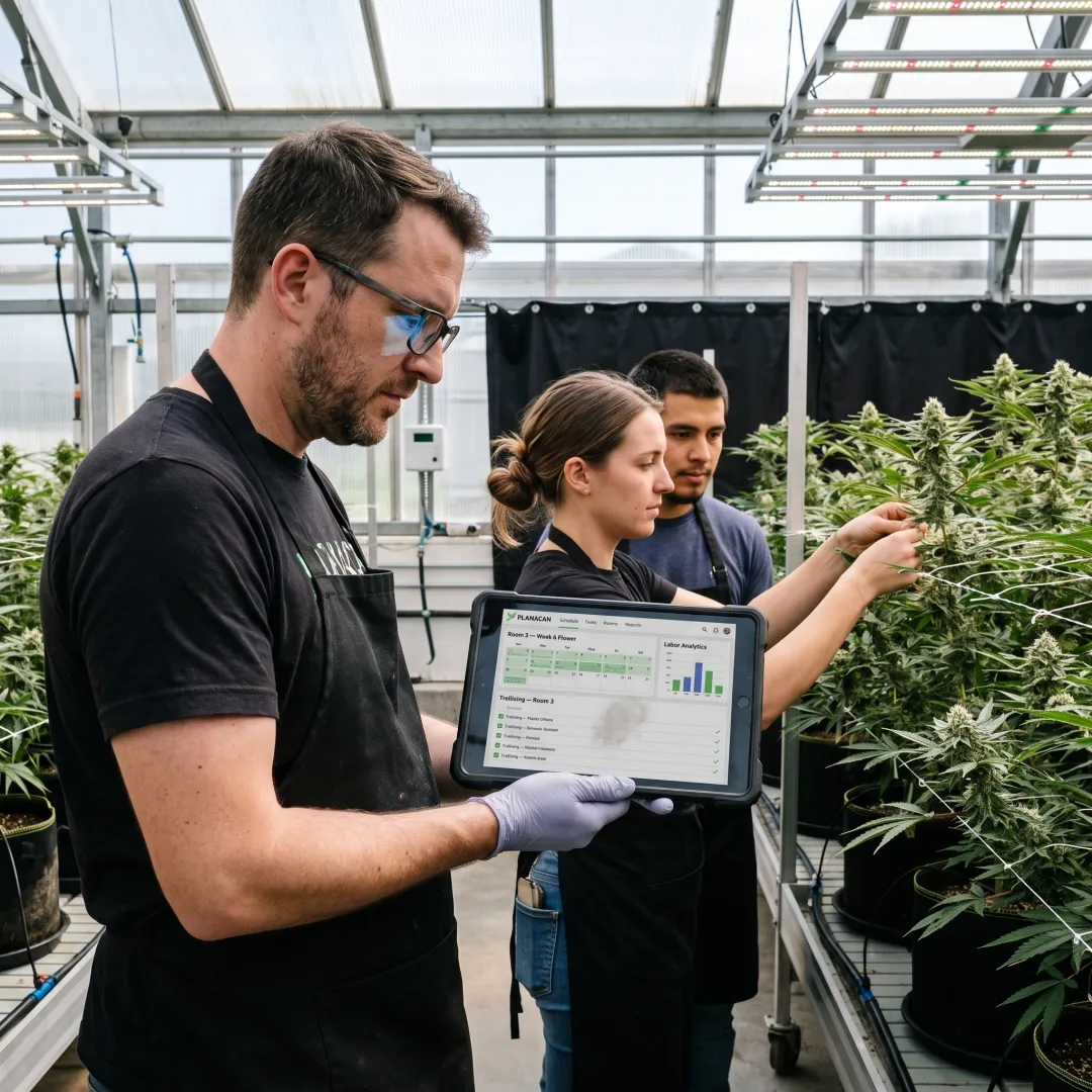 Grow team using cultivation management software