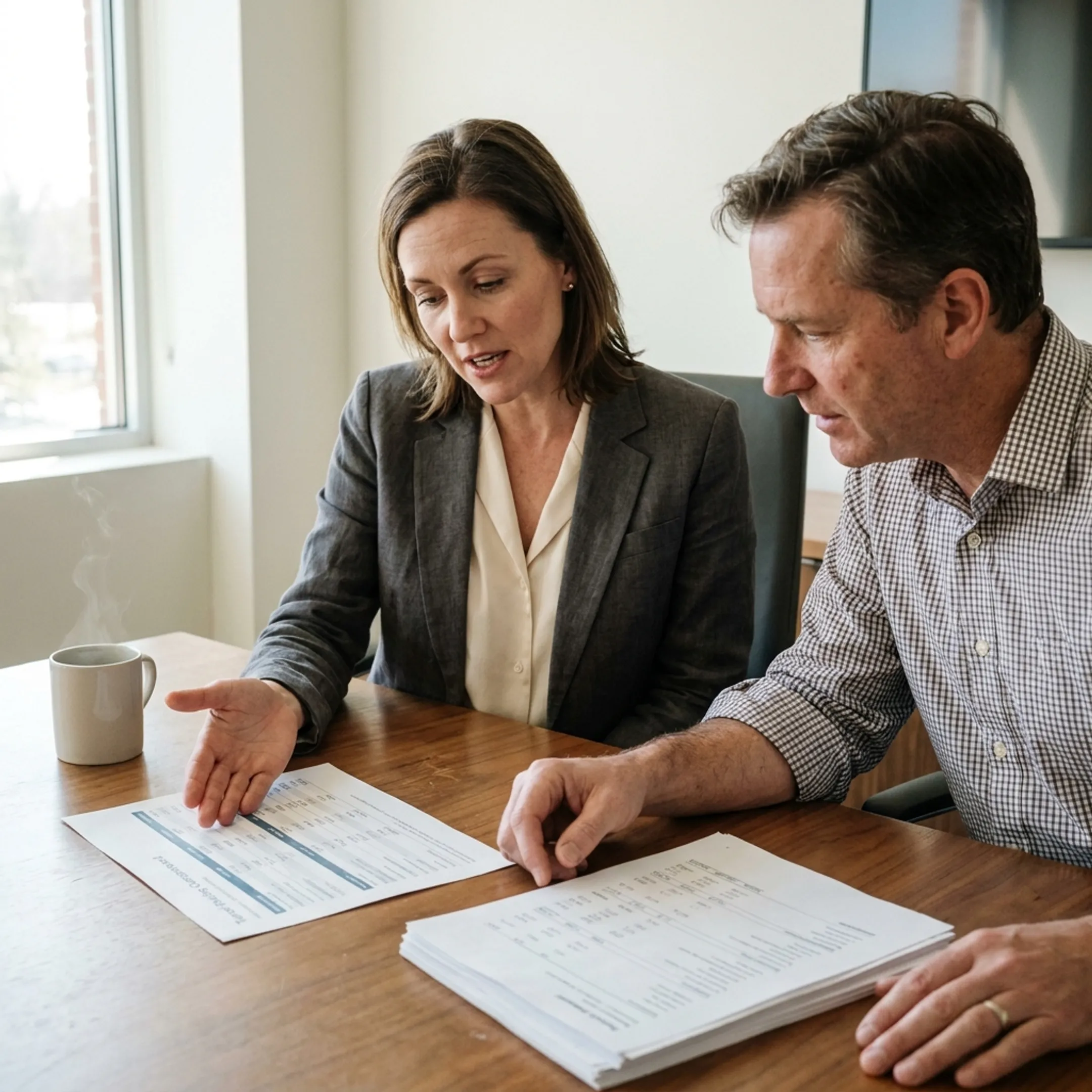 Bookkeeper explaining monthly accounting plan options