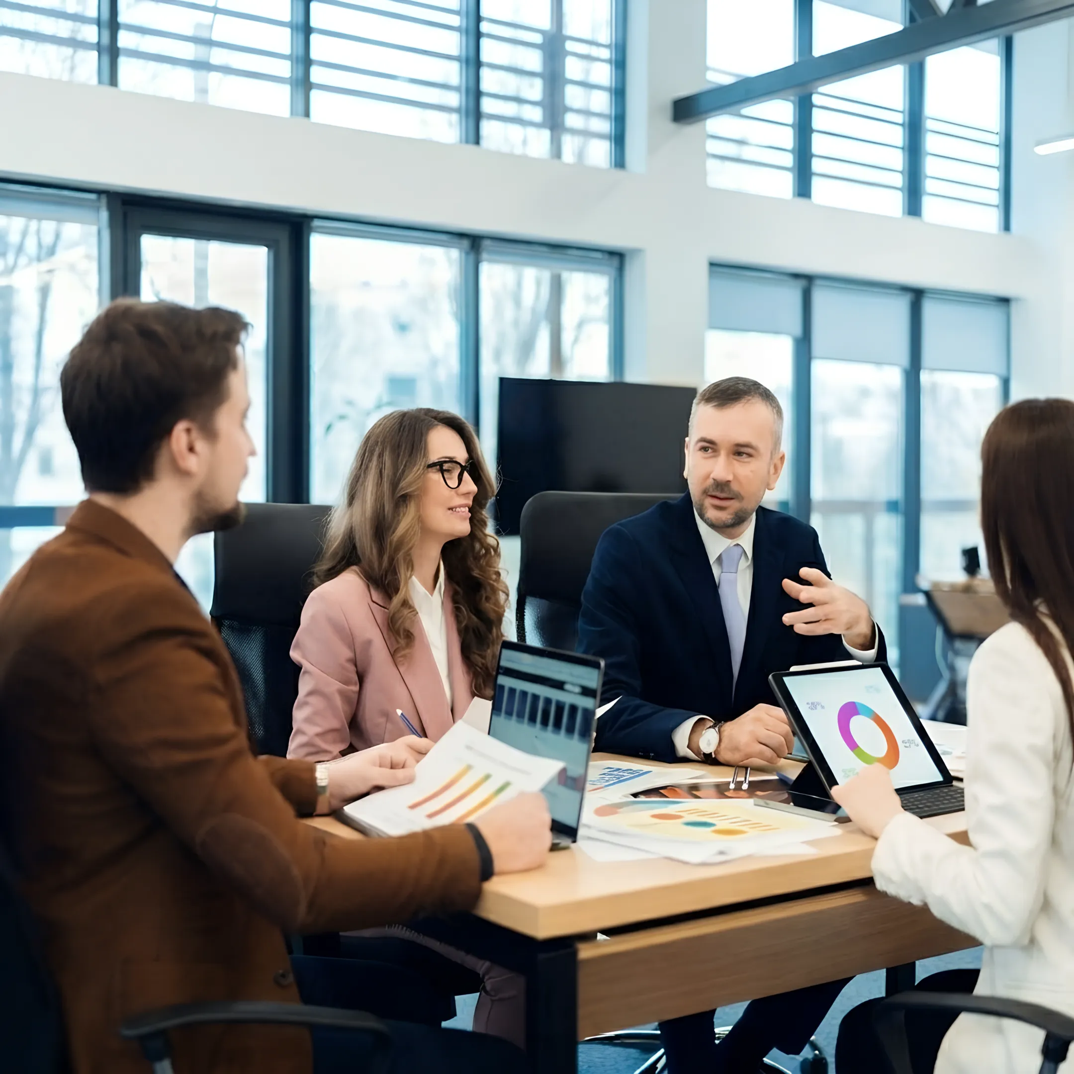 Financial advisor presenting business performance insights