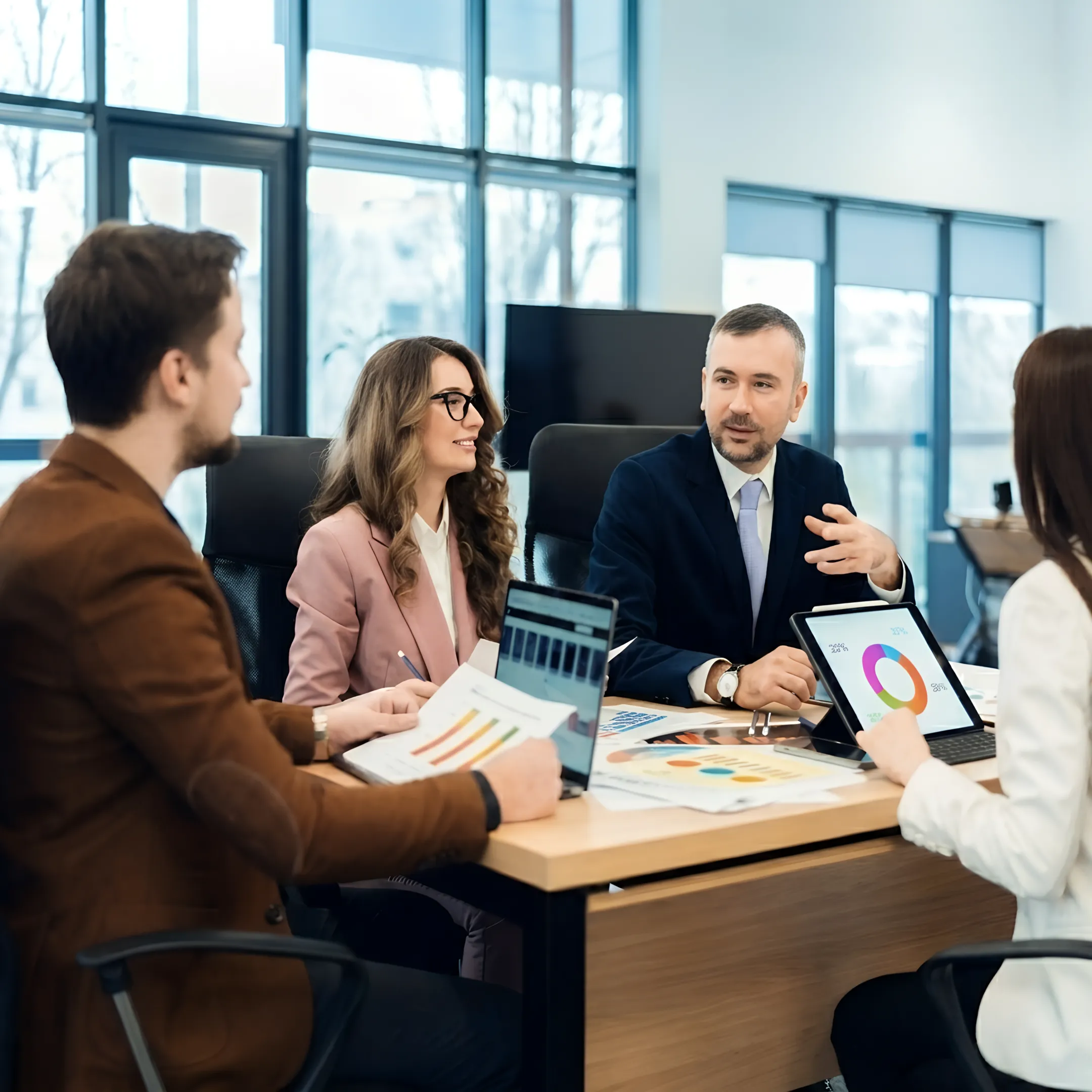 Financial advisor presenting business performance insights