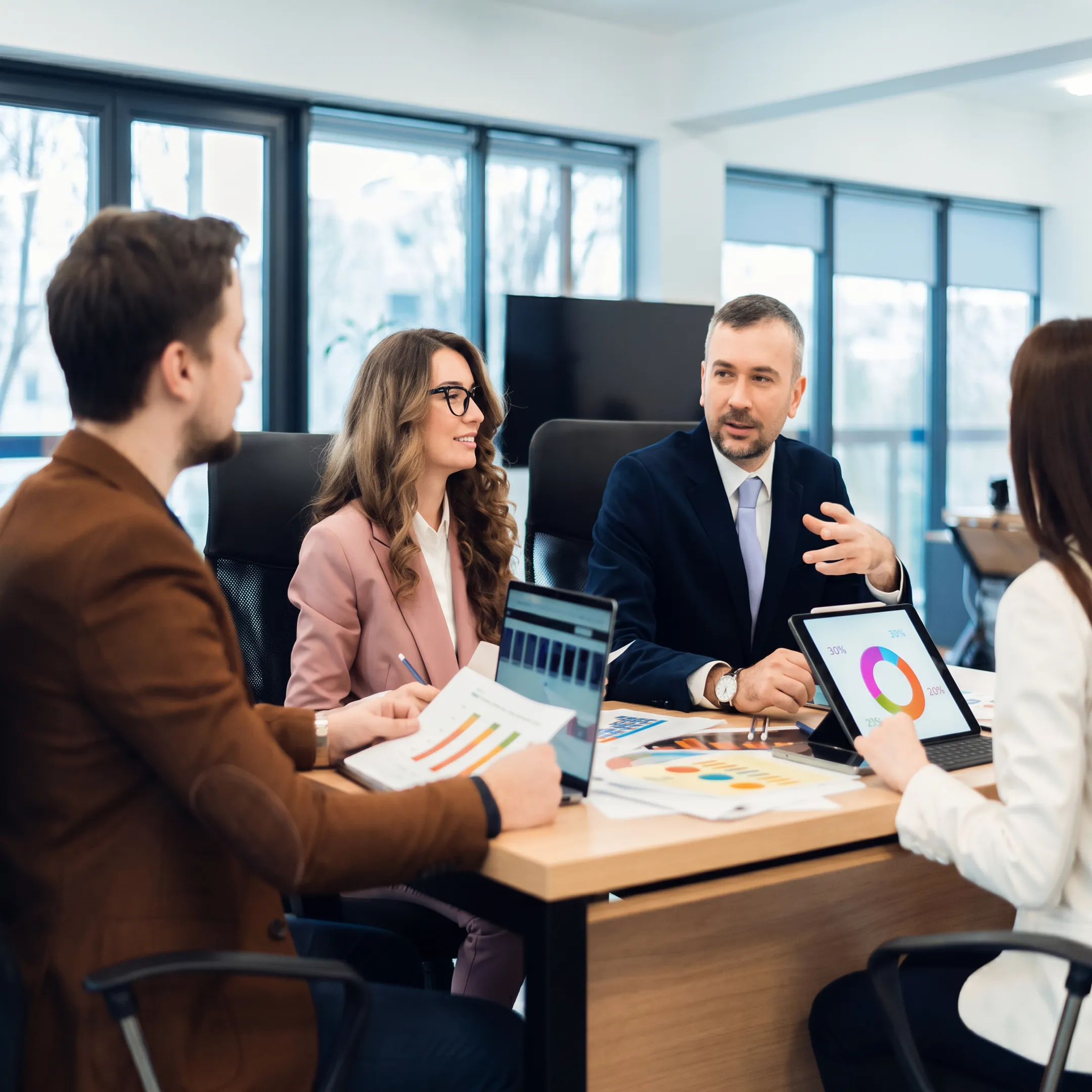 Advisor explaining business financial statements