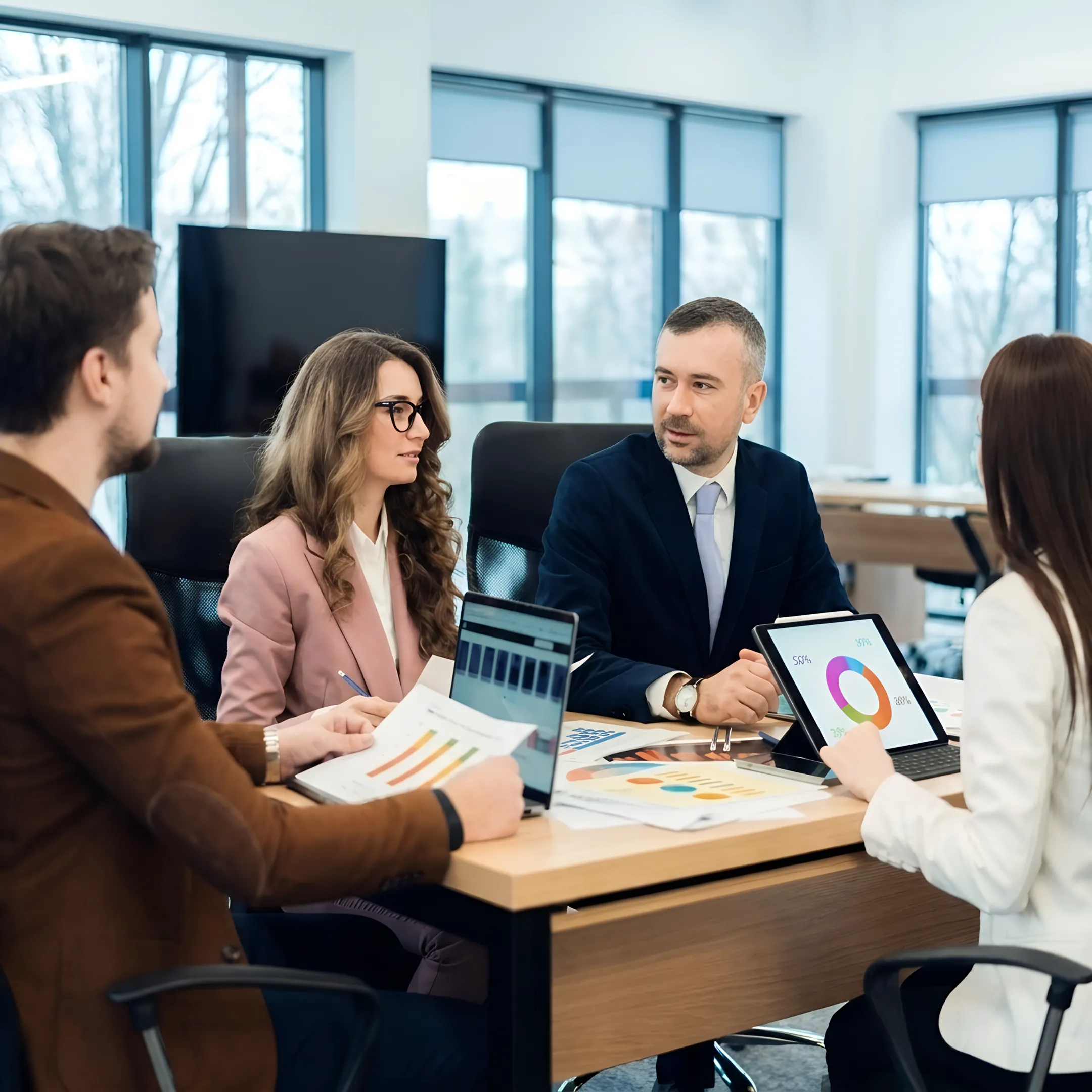 Advisor discussing financial performance with a business owner