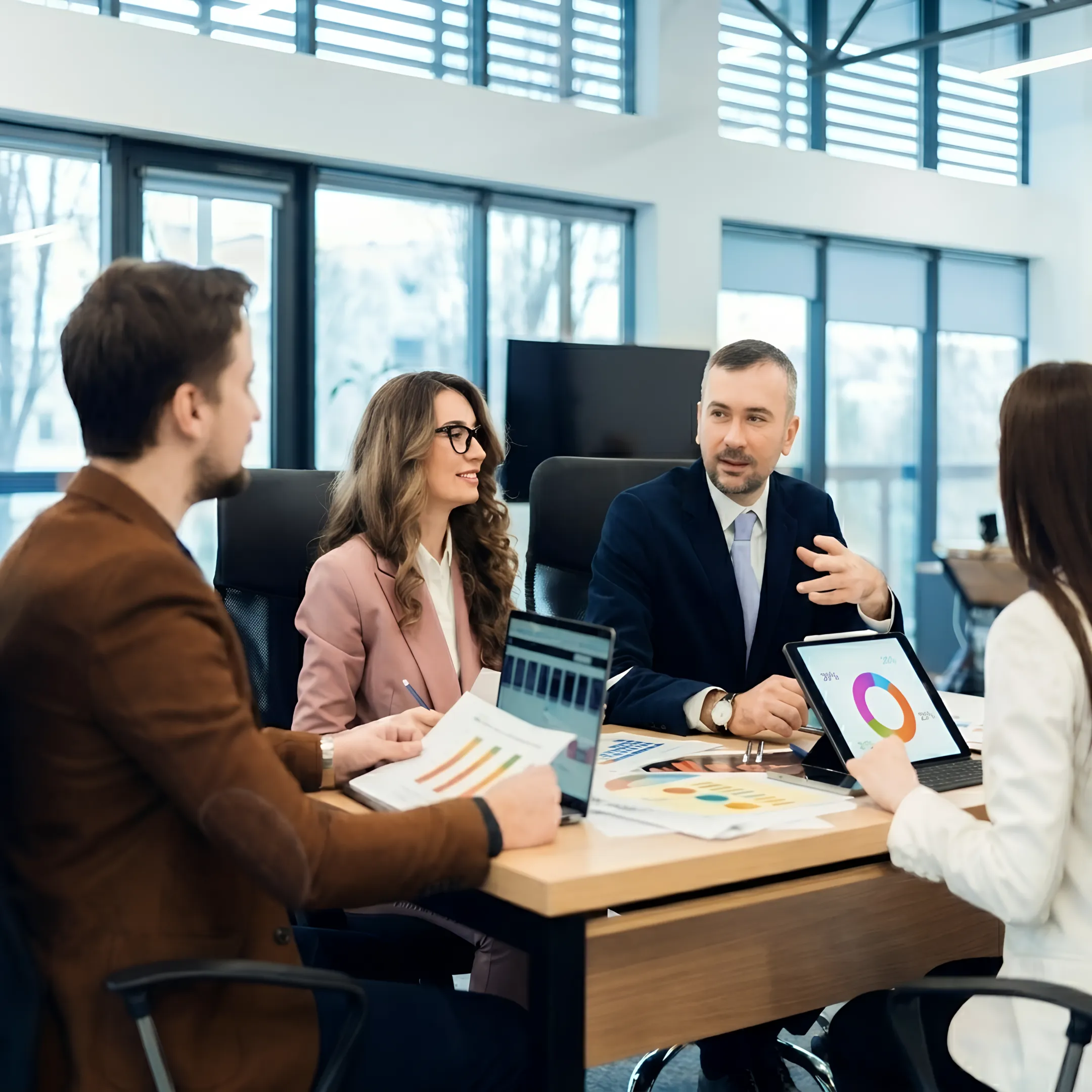 Financial advisor presenting business performance analysis