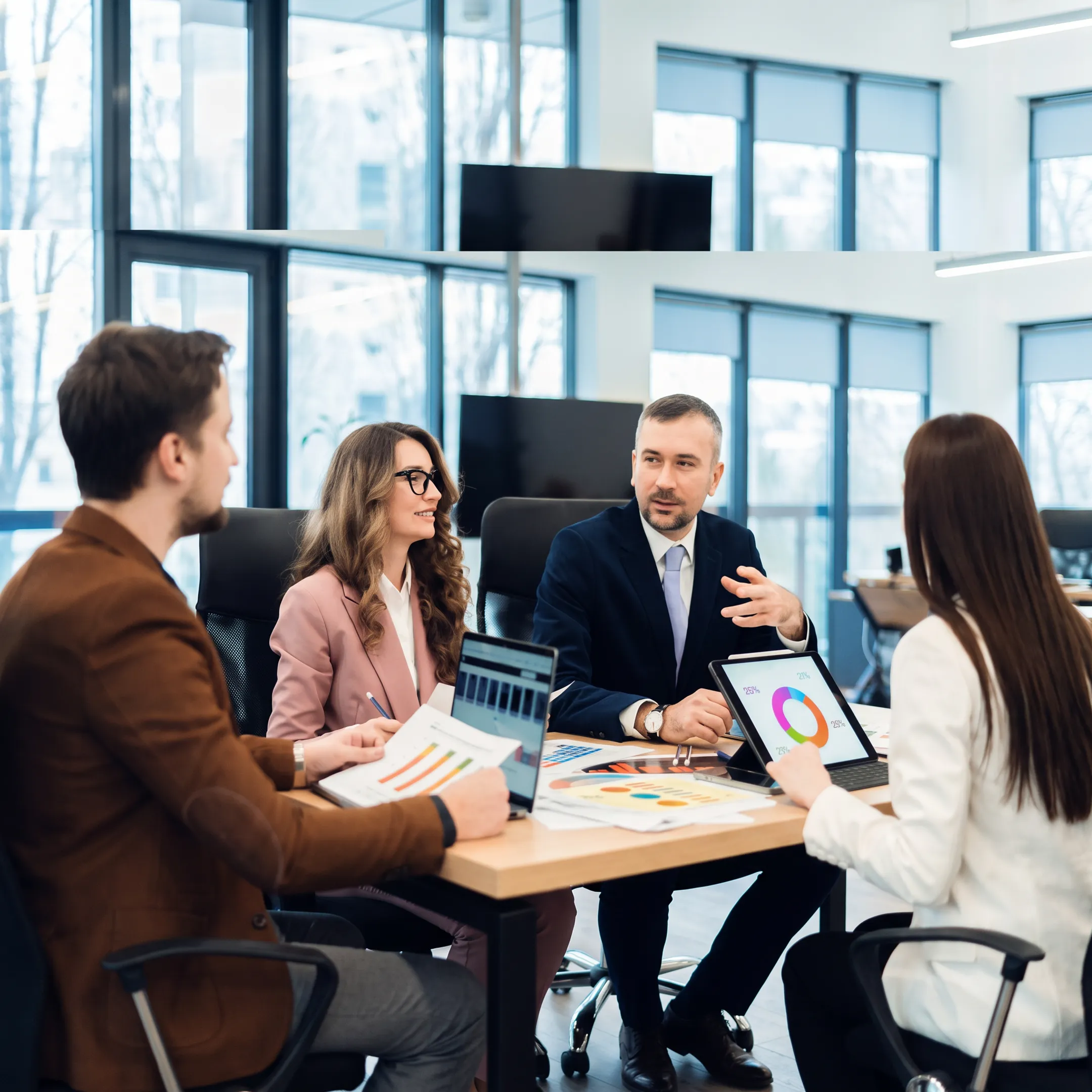 Financial consultant presenting a business forecast