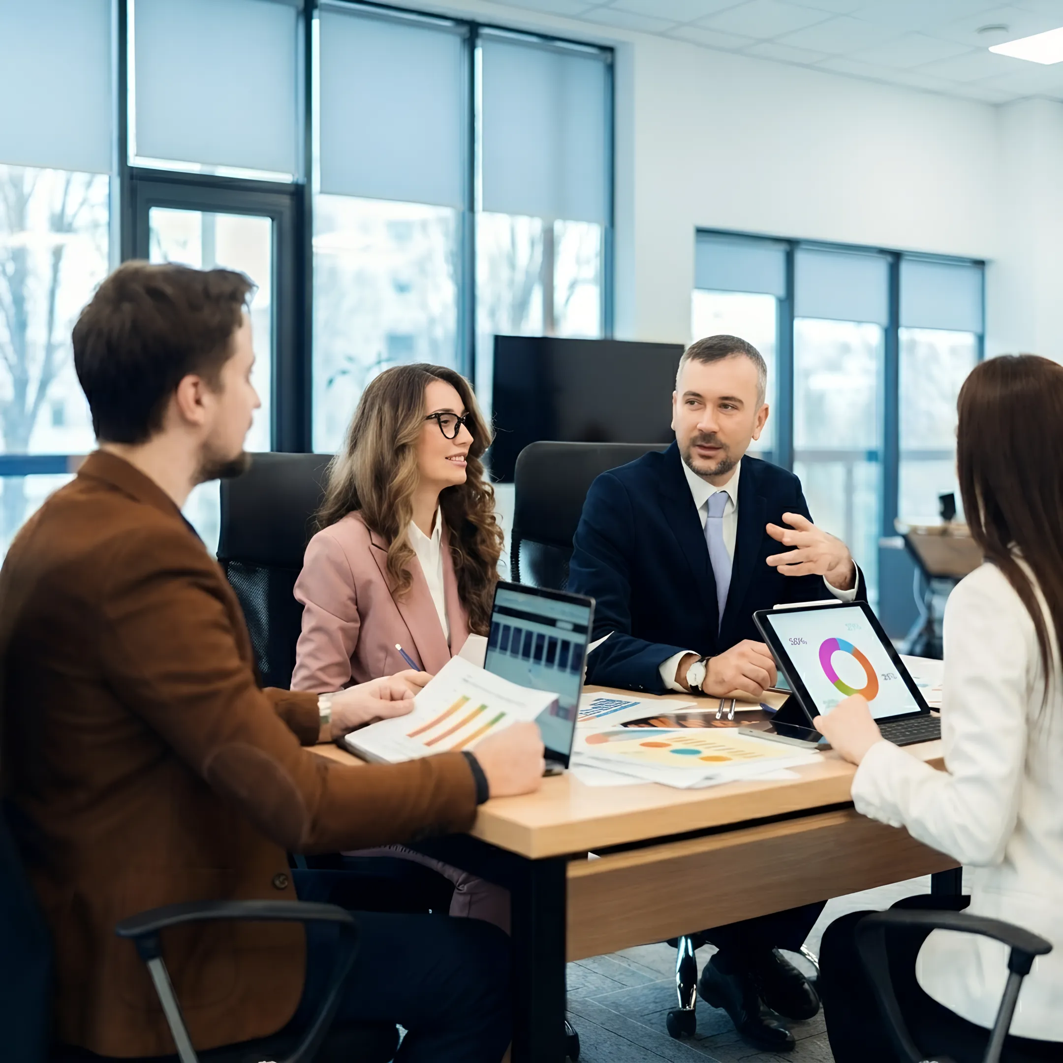 Accountant explaining financial analysis to a small business owner