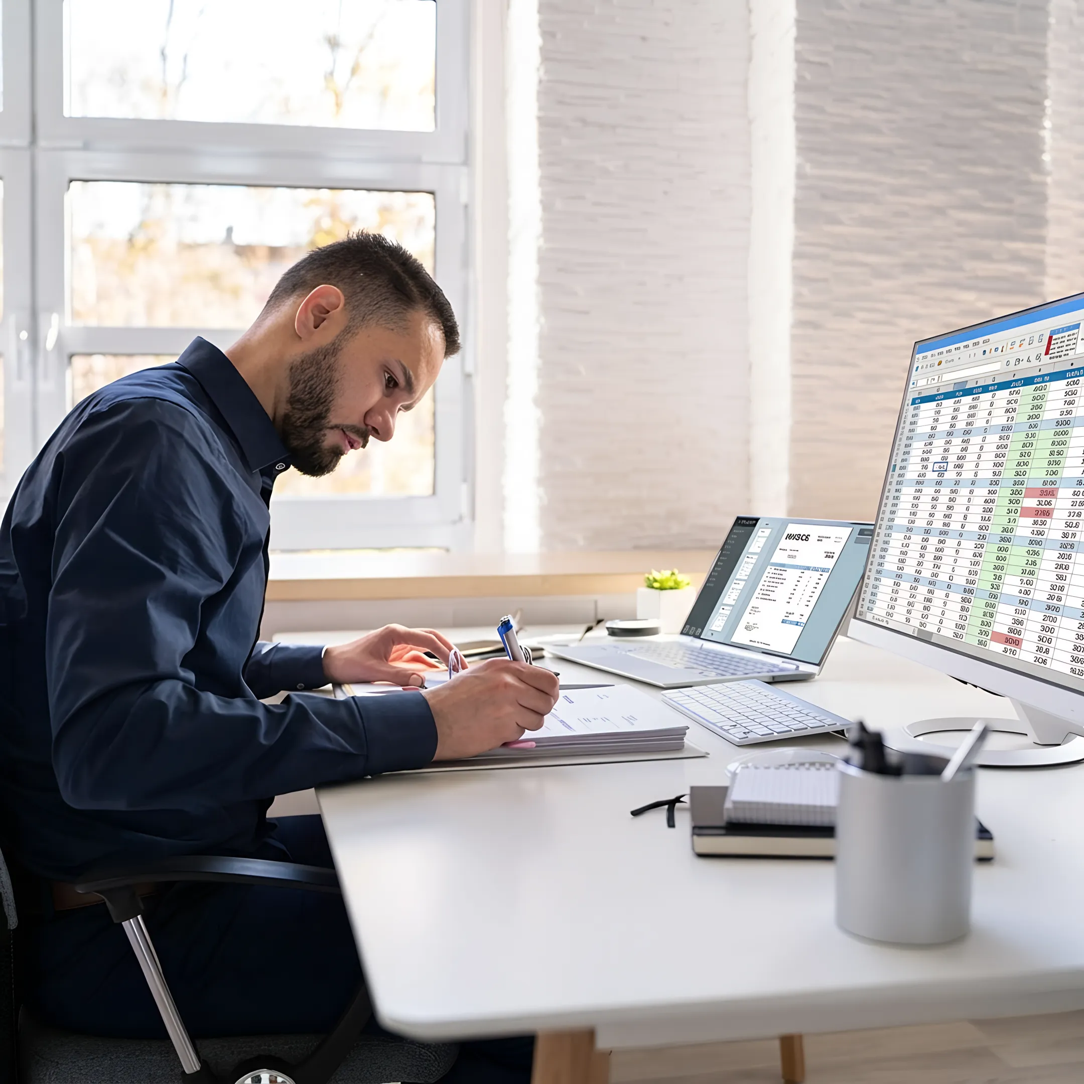 Bookkeeper explaining monthly pricing plans and financial reports