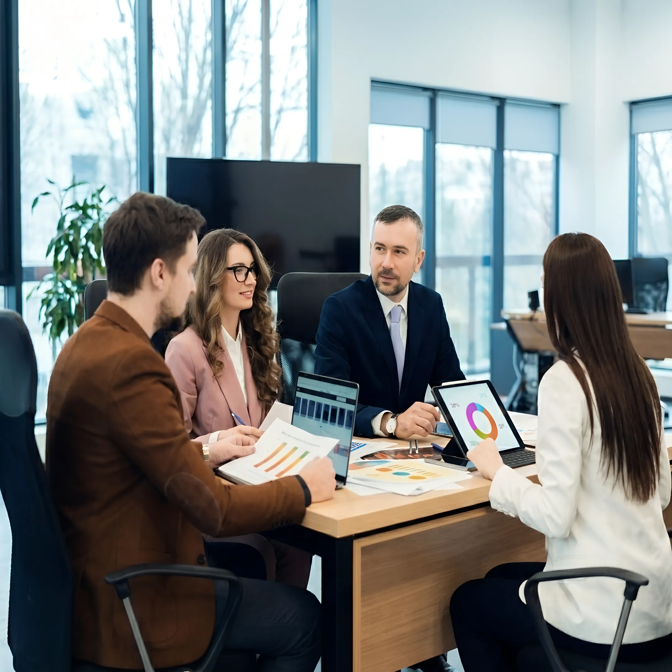 Business owner discussing financial reports with an accountant
