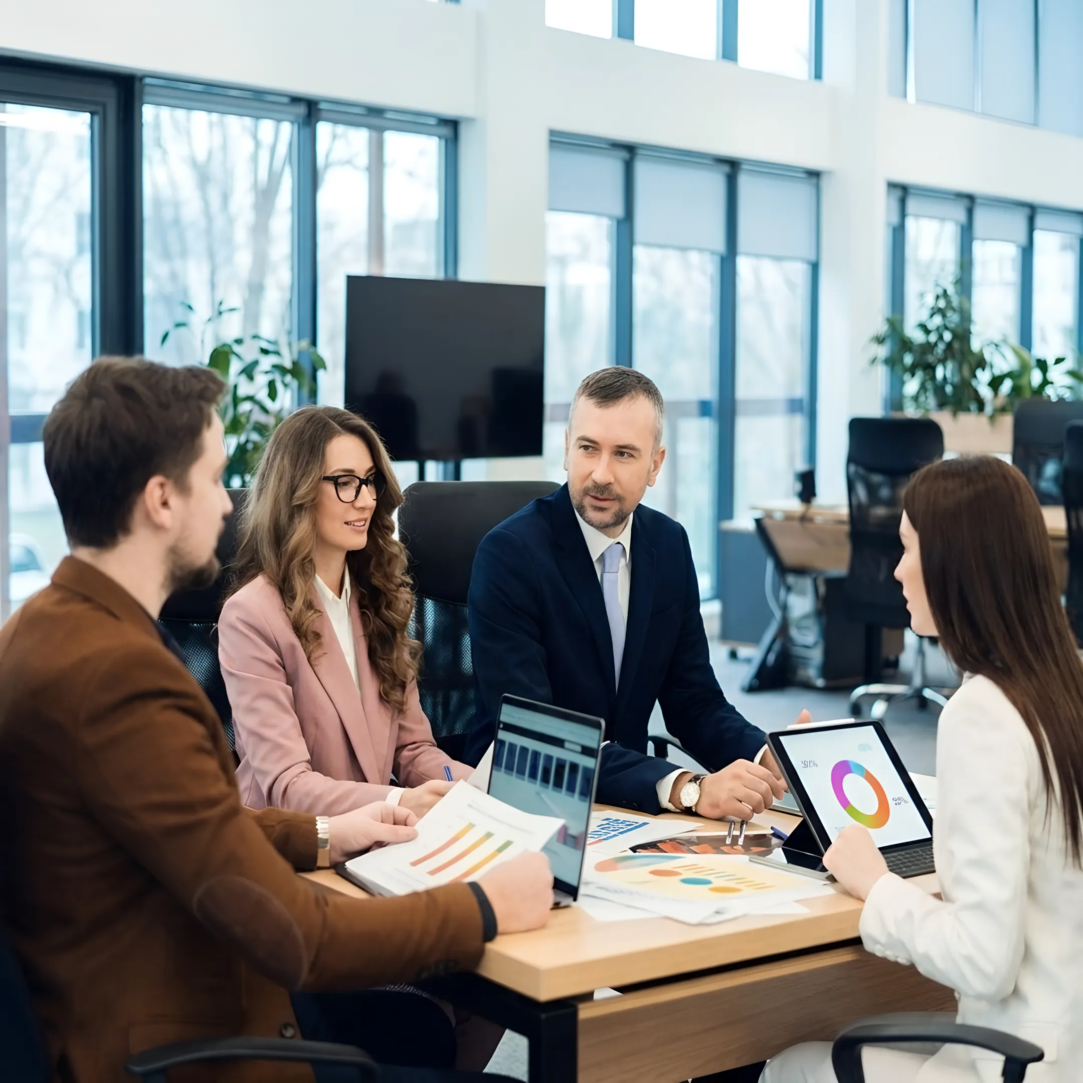 Accountant analyzing clear financial reports for a growing business