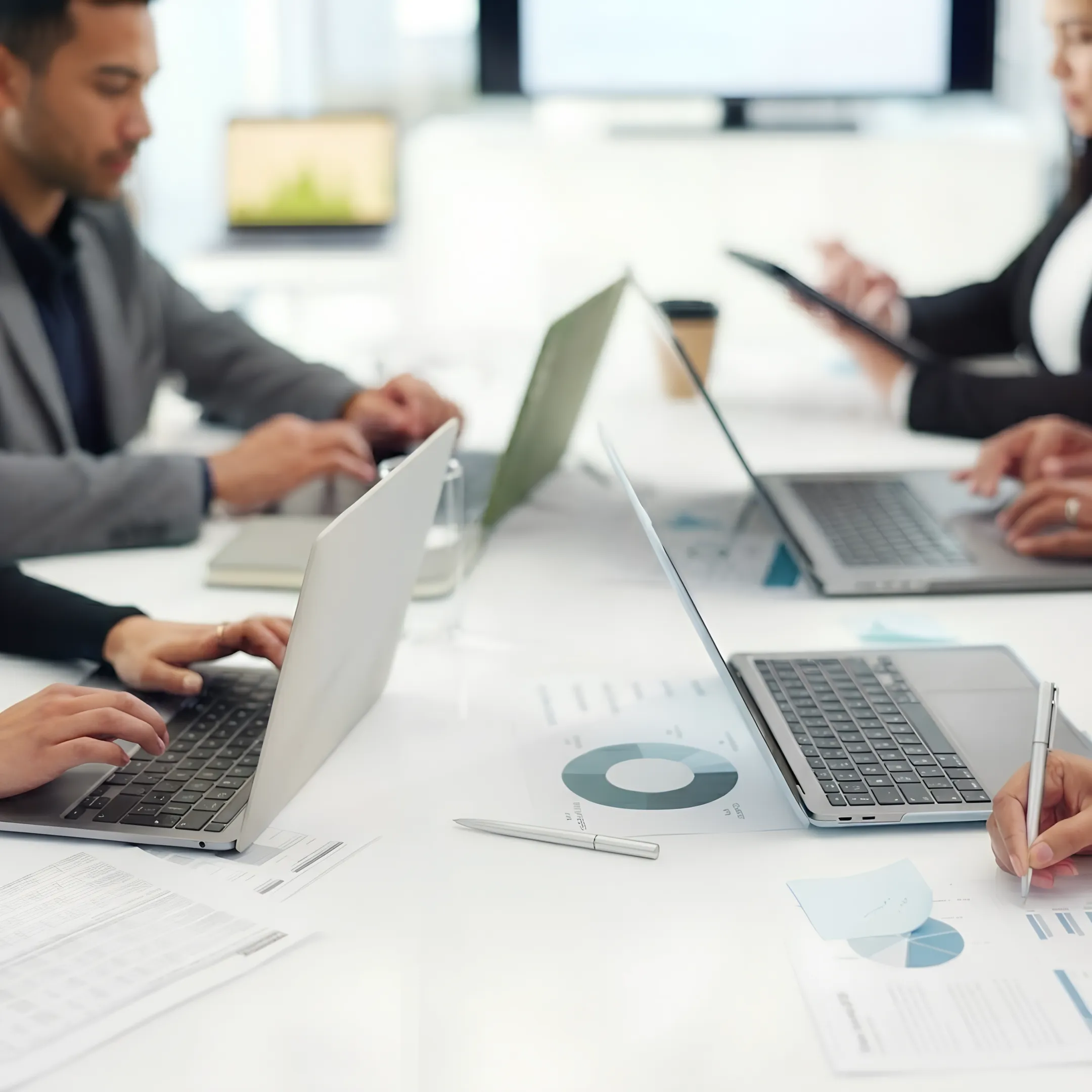 Controller reviewing financial performance reports