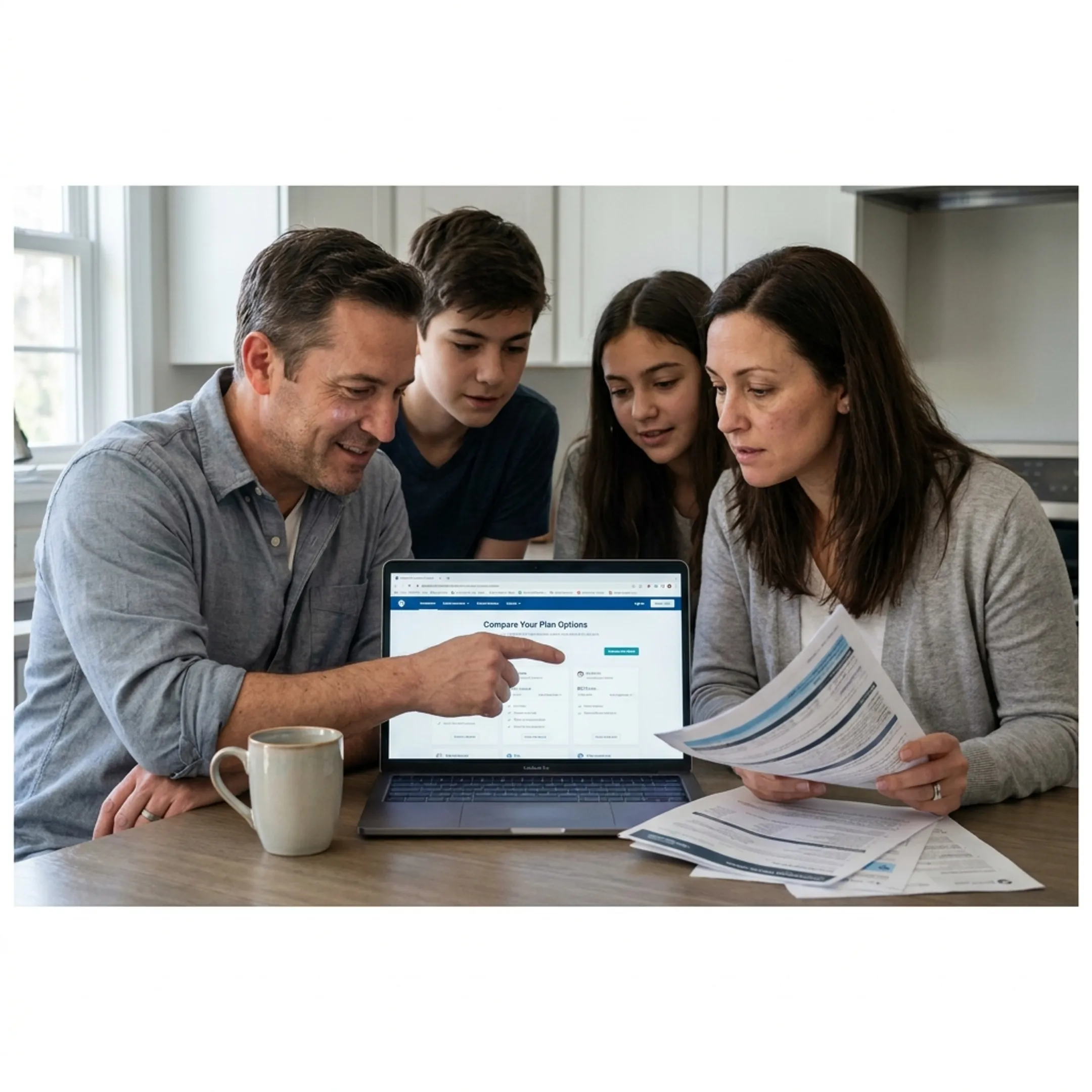 Family reviewing PPO health insurance options