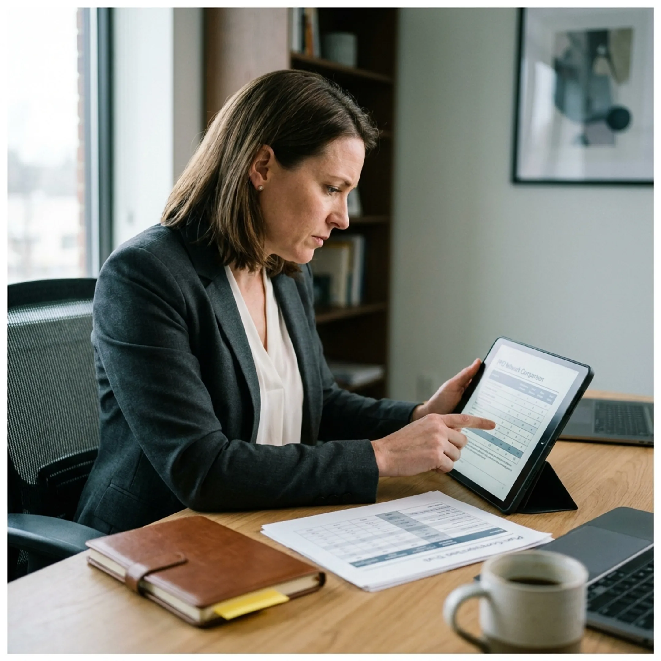 Professional reviewing shared administration PPO benefit options