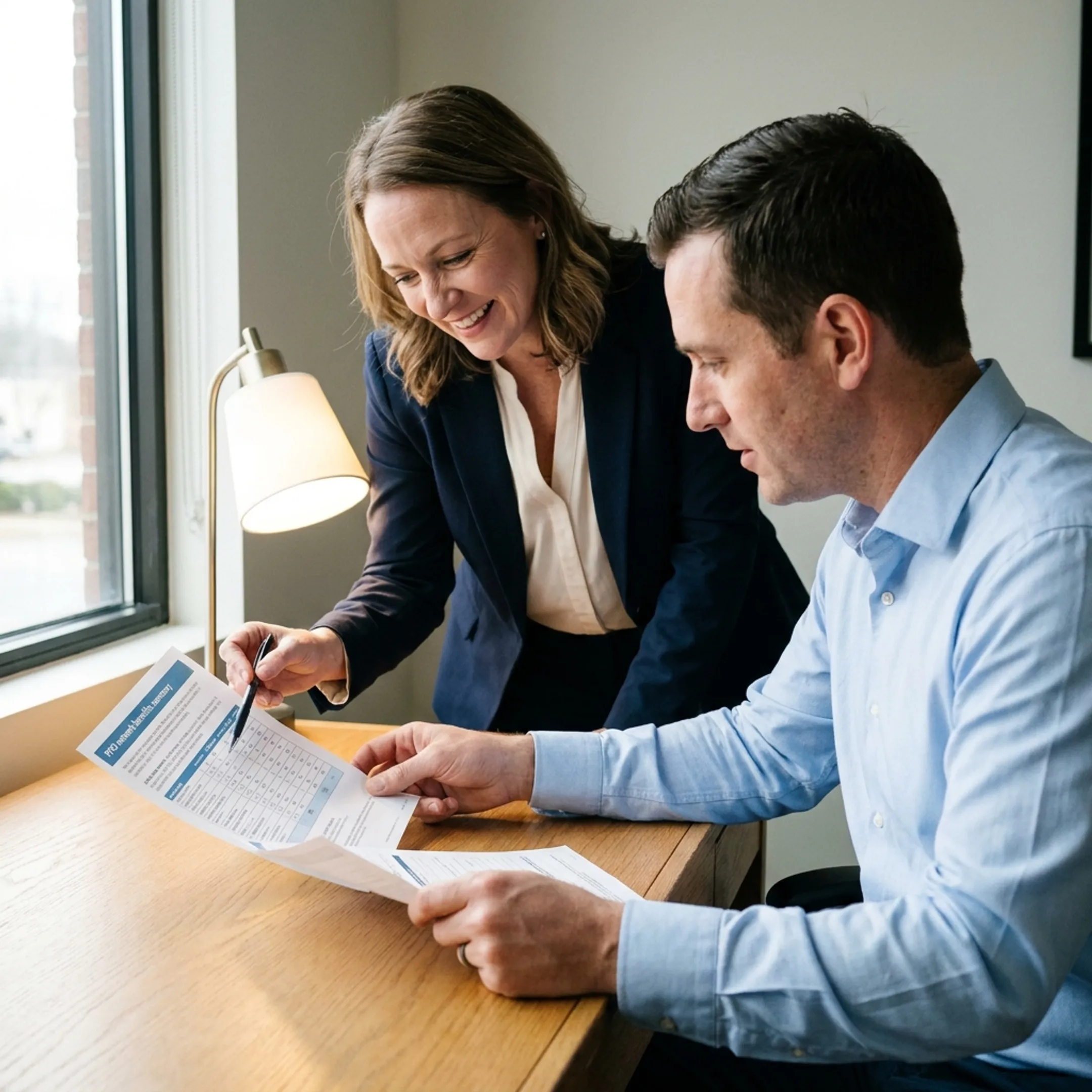 Healthcare professional explaining PPO benefits to an adult patient in Georgia