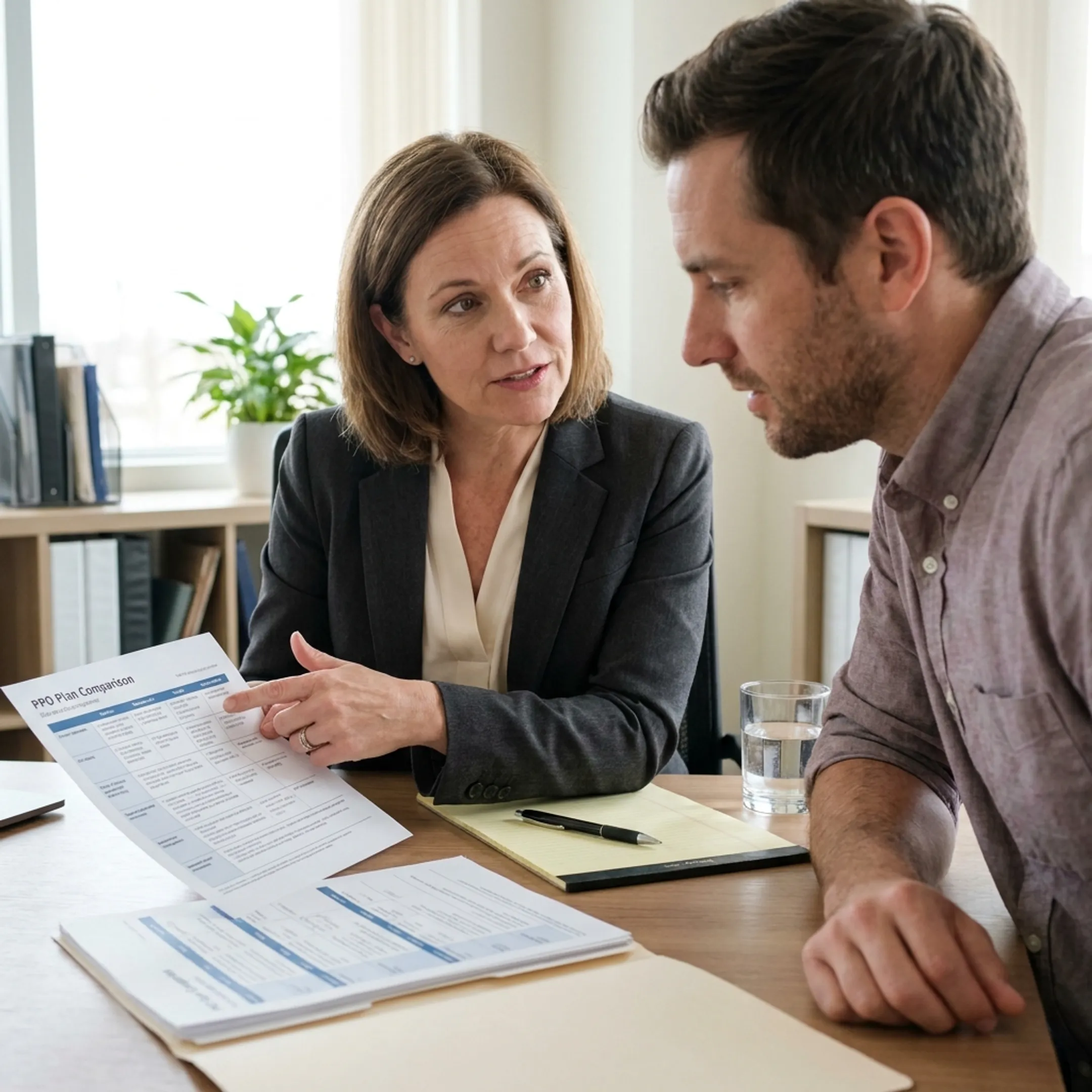 Doctor discussing individual health plan options with a patient.