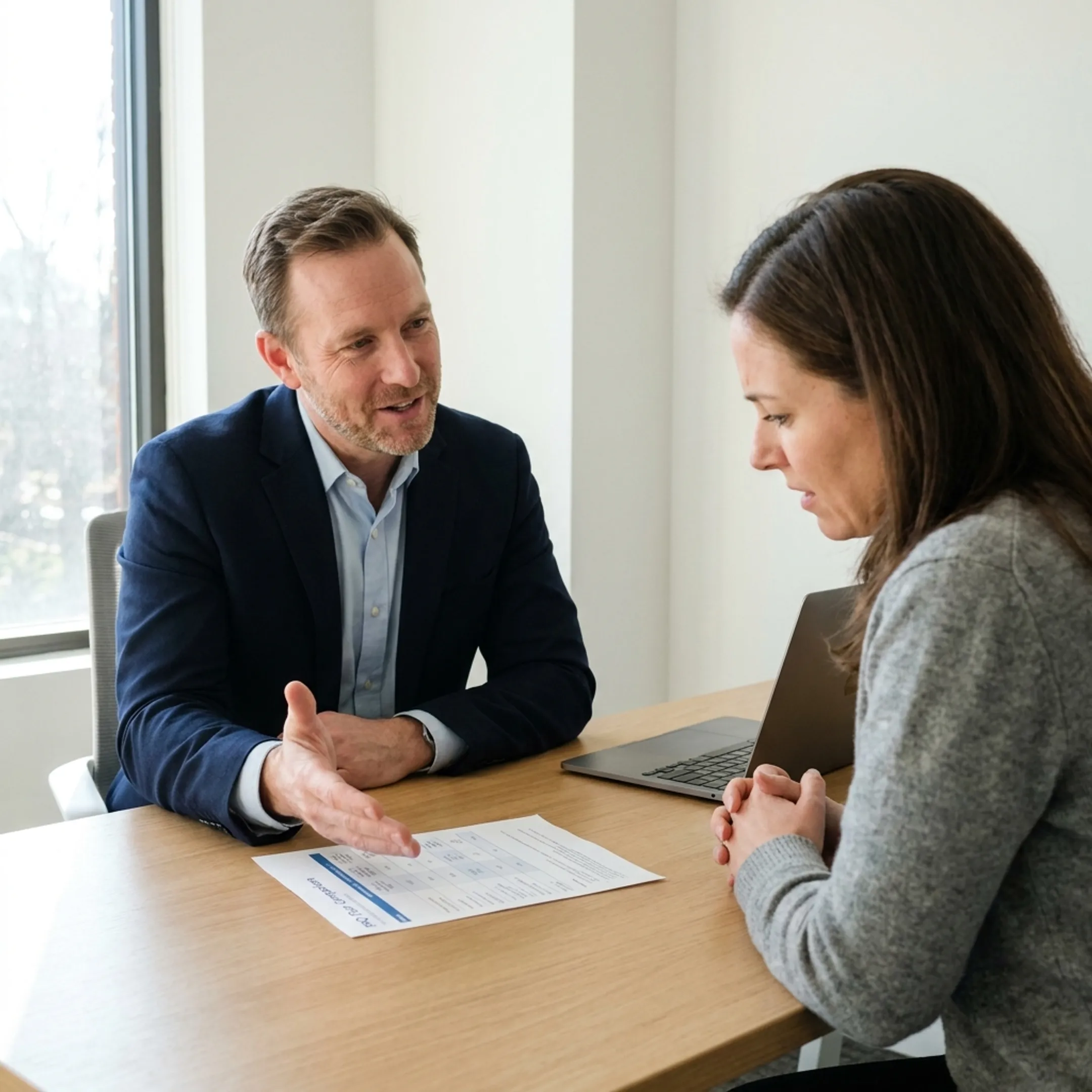 Patient speaking directly with a medical specialist in a clinic office