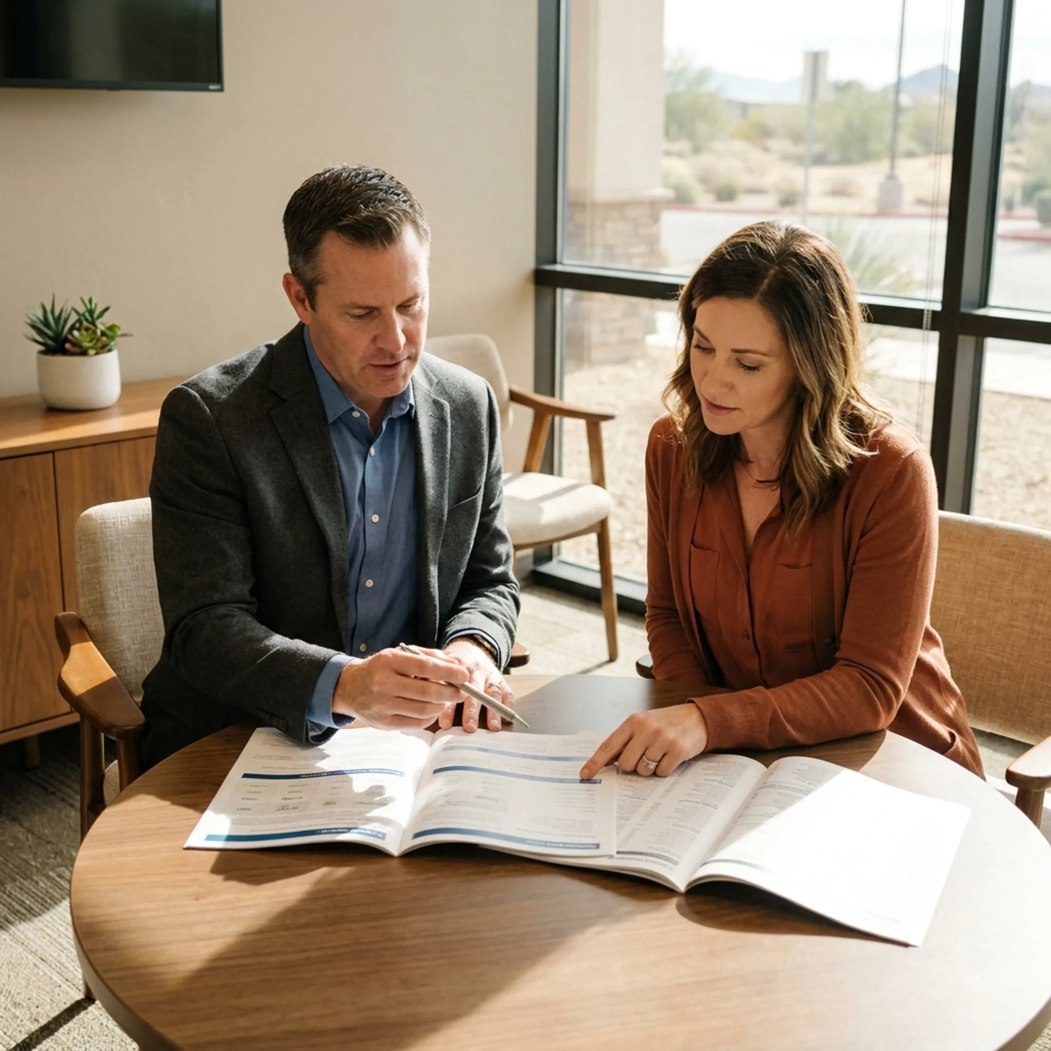 Healthcare professional discussing Arizona PPO insurance benefits with a client.