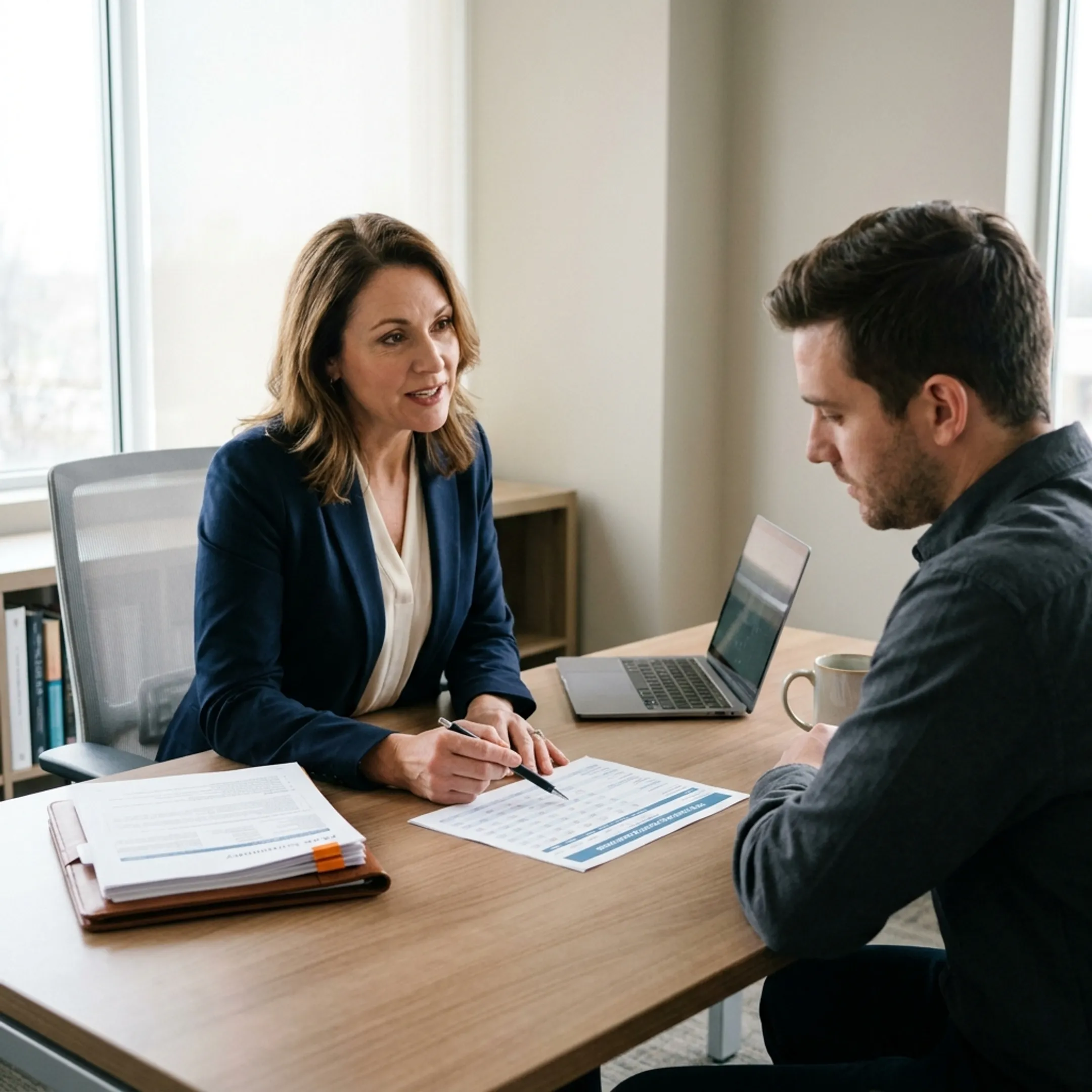 Licensed advisor discussing Kentucky healthcare coverage details with a client.