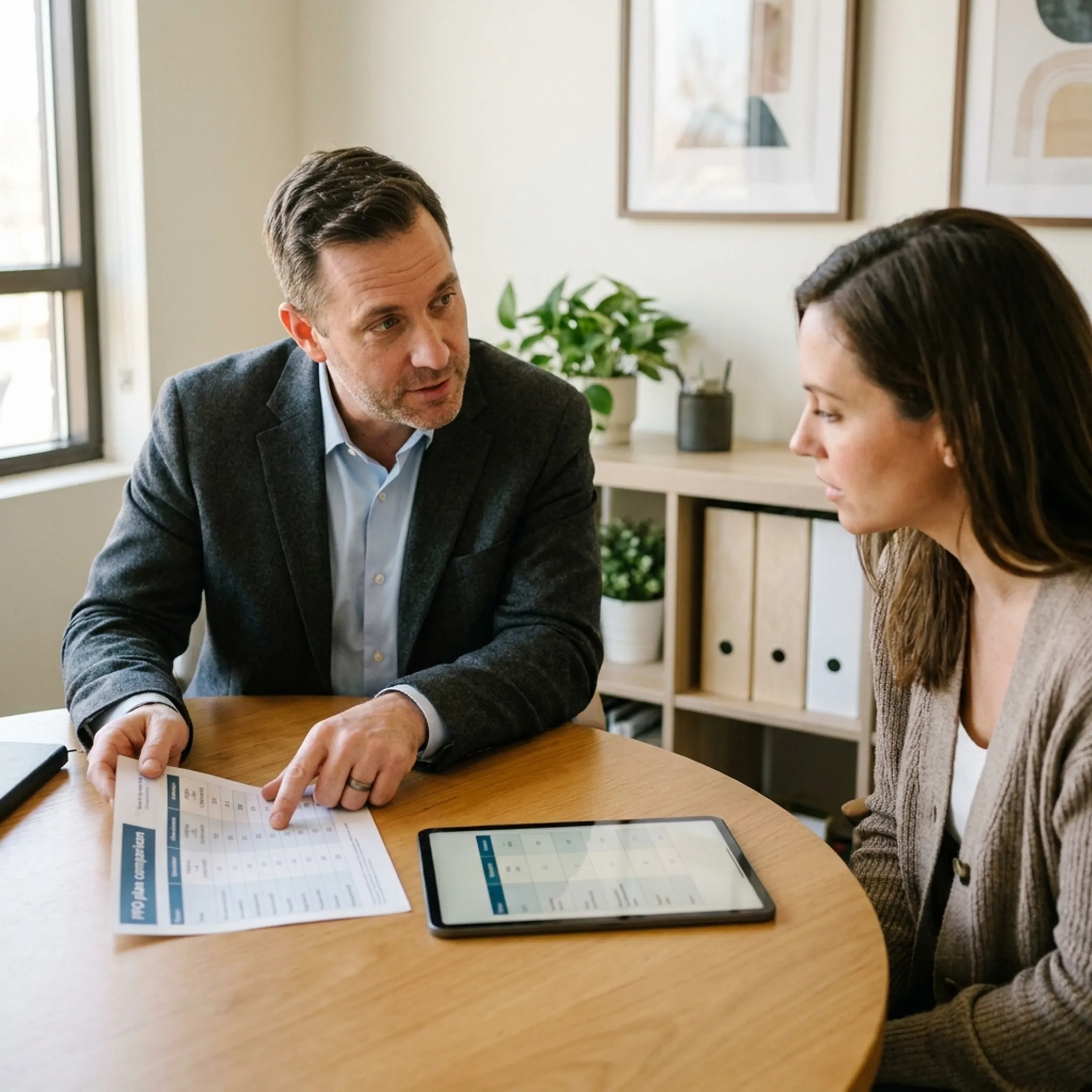 Doctor discussing healthcare coverage benefits with a patient