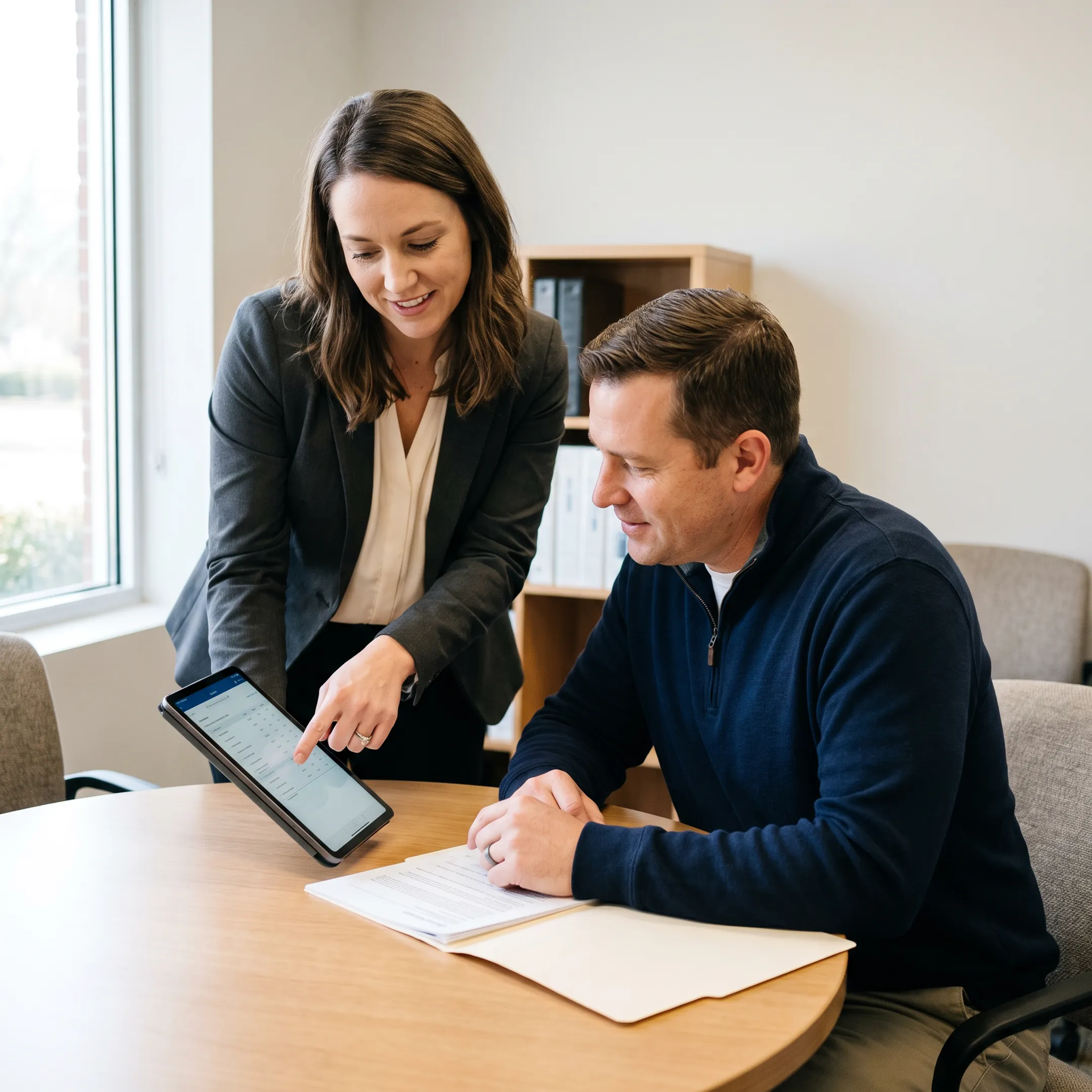 Advisor discussing private health insurance options with a client