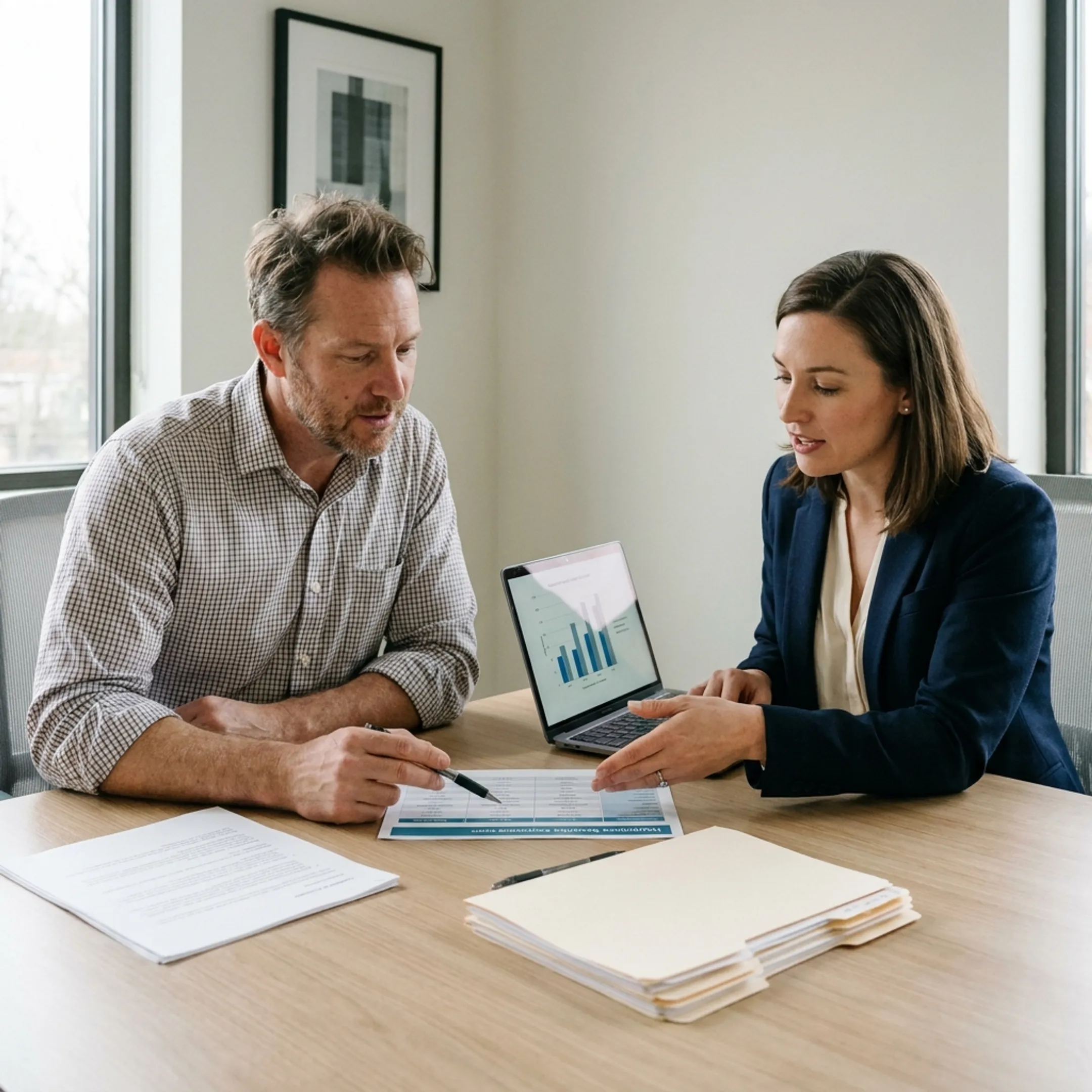 Business owner discussing group PPO health coverage options with an insurance advisor