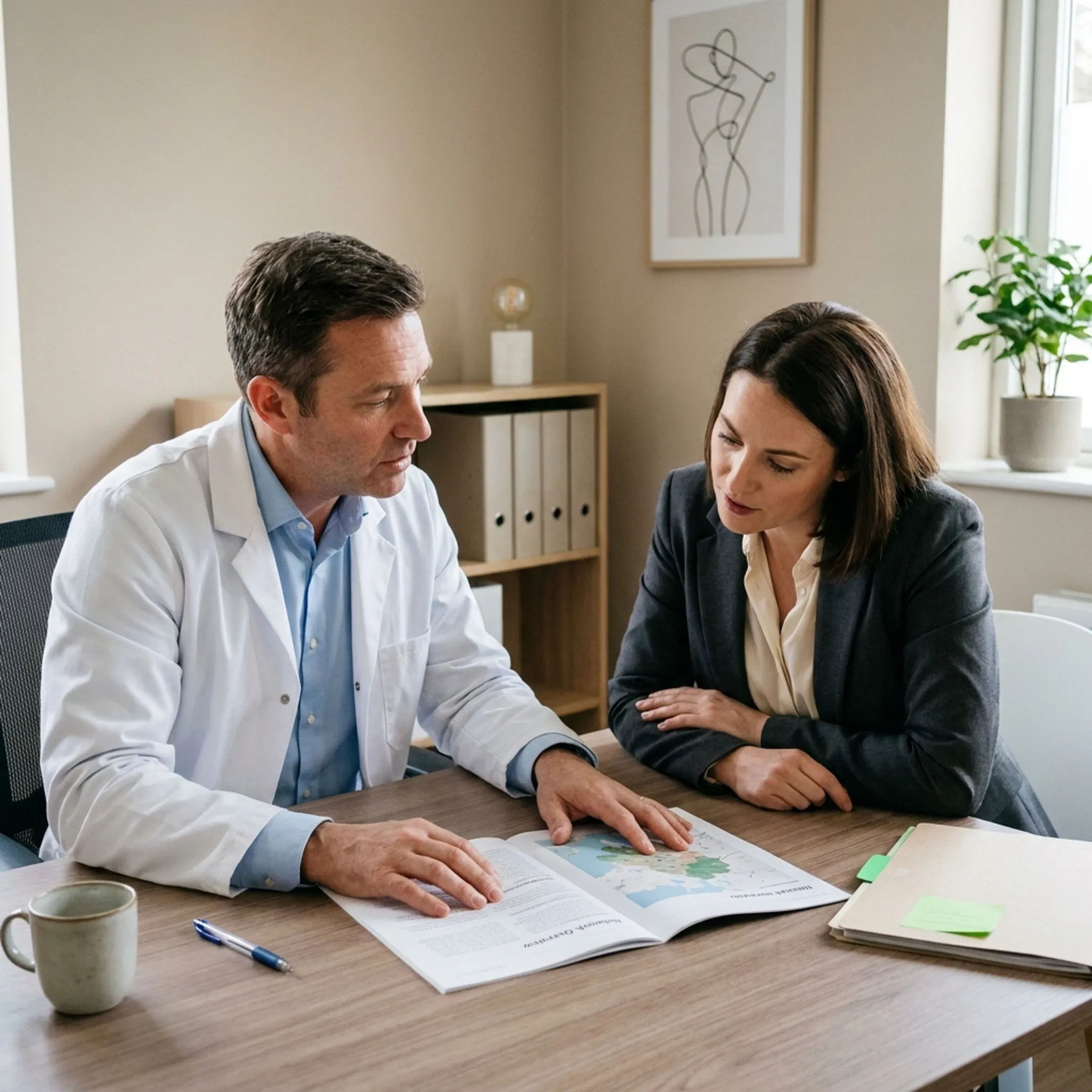 Doctor reviewing PPO healthcare plan benefits with a patient