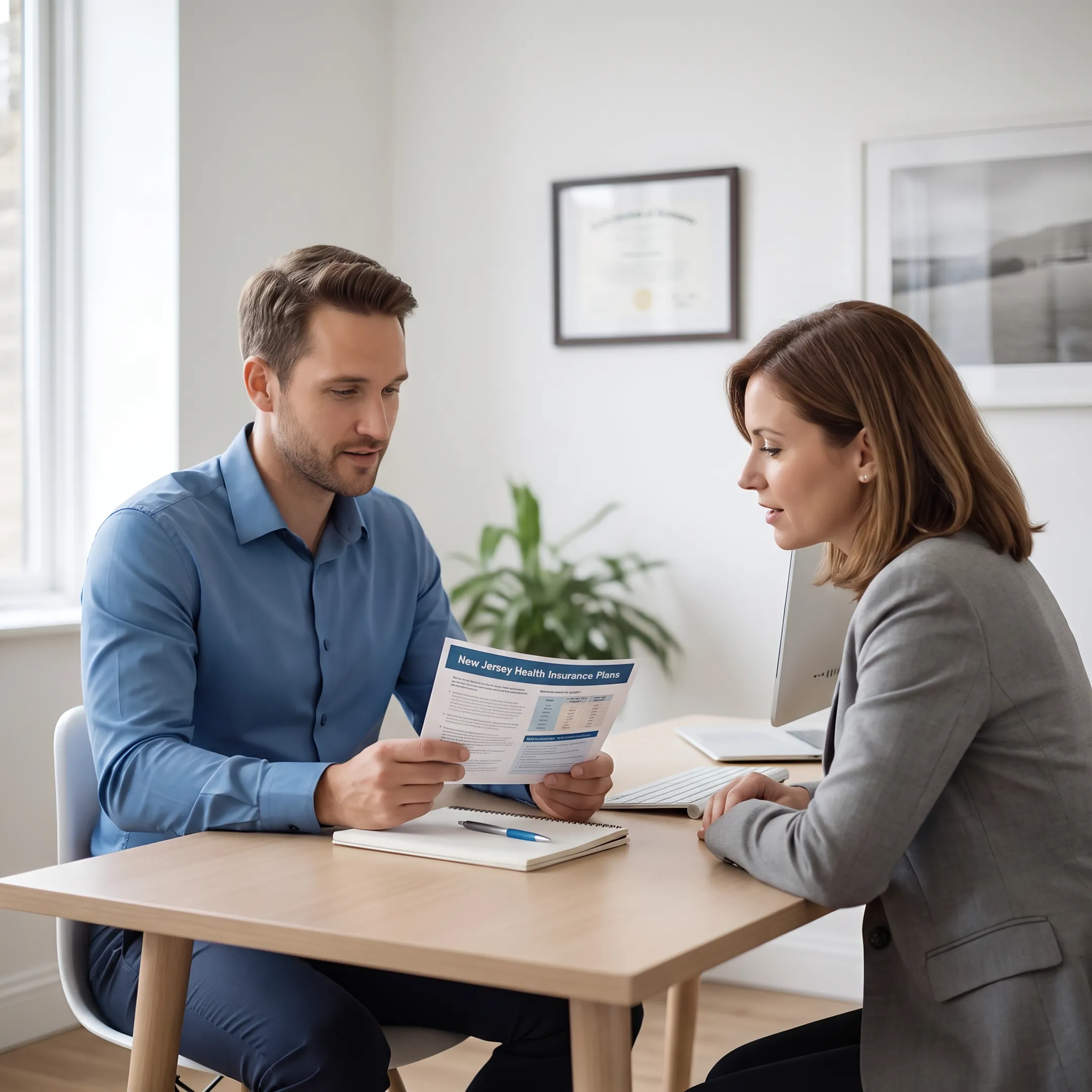 Licensed healthcare advisor discussing health insurance options with a client