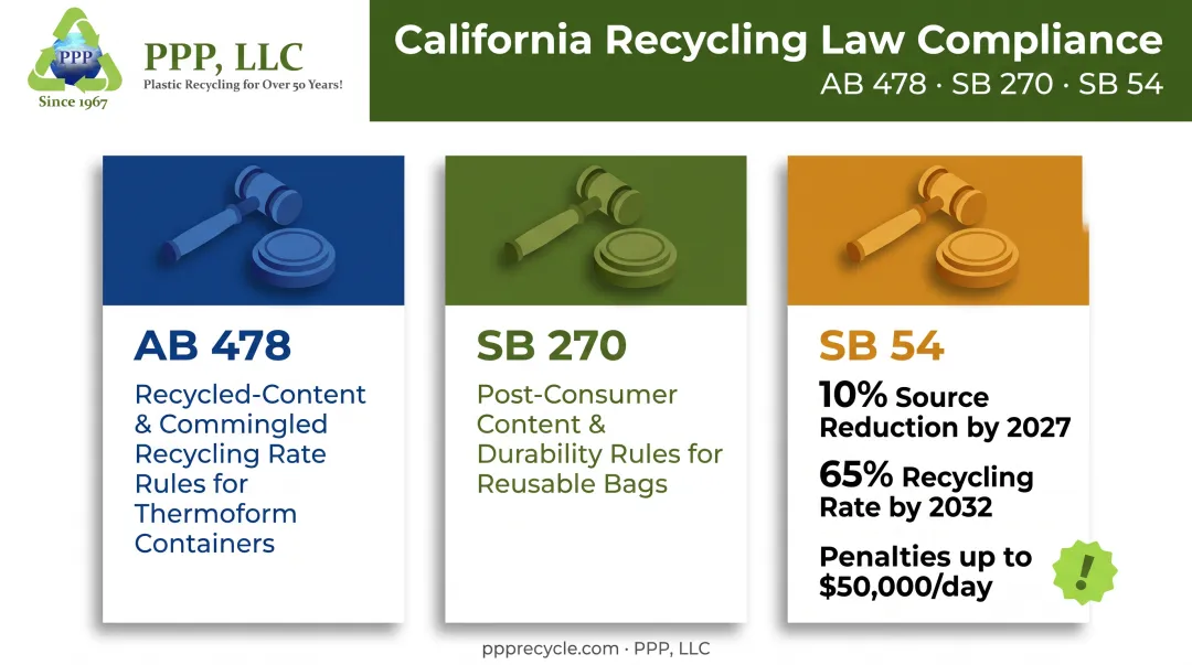 California AB 478 SB 270 and SB 54 packaging law requirements comparison