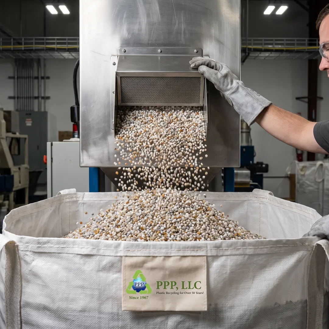 Recycled plastic pellets produced for manufacturing