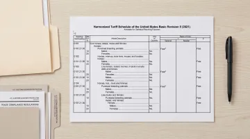U.S. customs import tariffs policy documents and trade compliance paperwork on desk