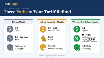 Comparison of three IEEPA tariff refund payment options and terms