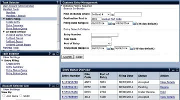 CBP ACE portal interface showing importer entry submission and refund processing dashboard