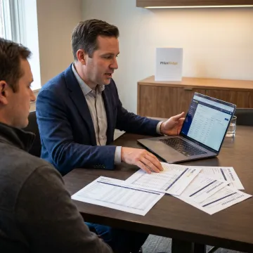 Importer reviewing claim documents with advisor