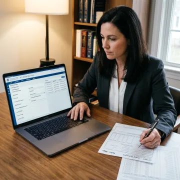 Tariff refund filing process on laptop