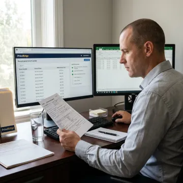 Customs refund specialist reviewing CBP entry summaries