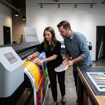 Large exhibition graphics being prepared for printing