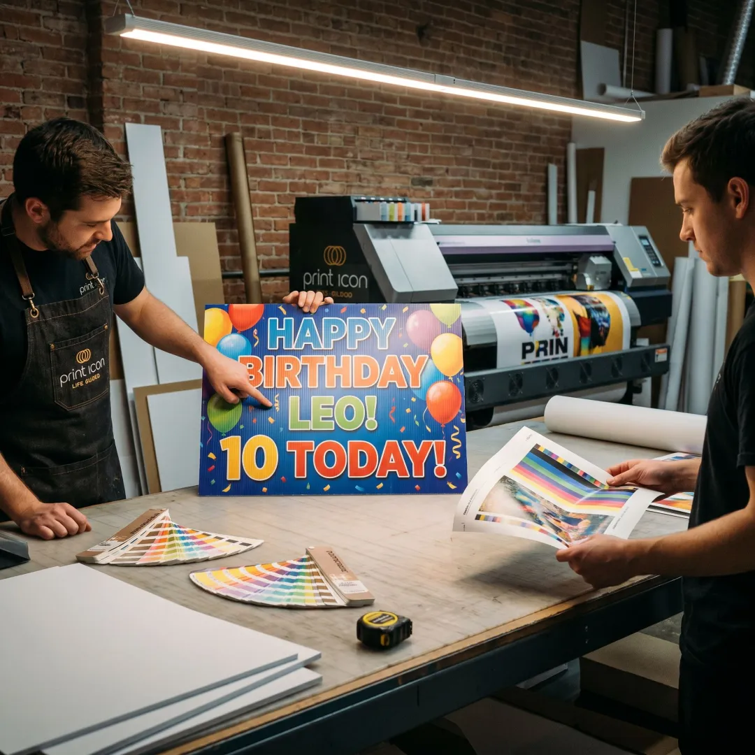 Birthday yard sign printing process