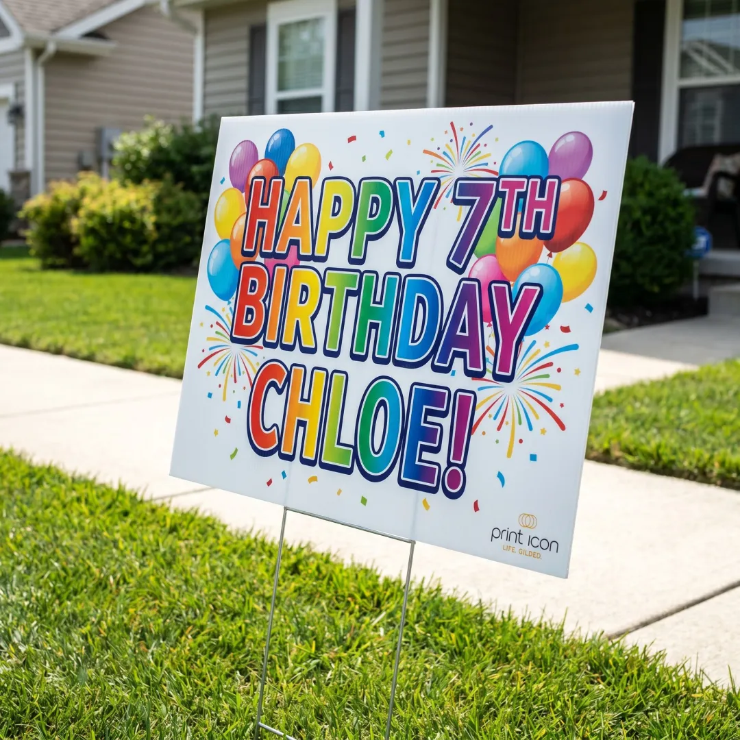 Custom birthday yard sign display