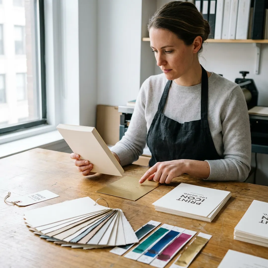 Printer reviewing letterpress proof