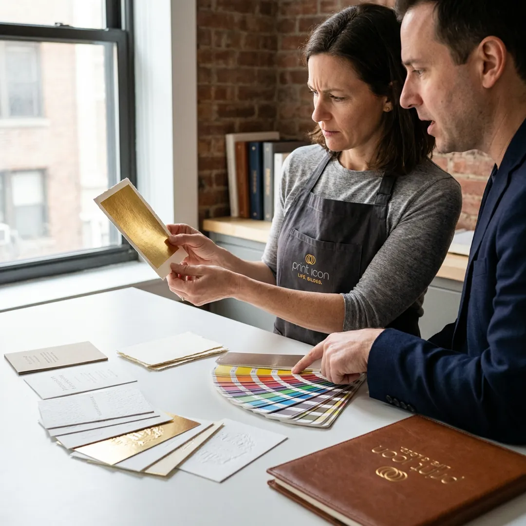 Print specialist reviewing custom proofs