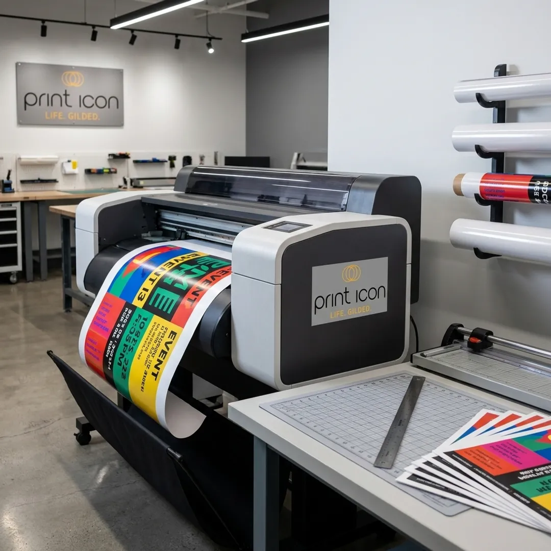 Printer producing a colorful same day poster