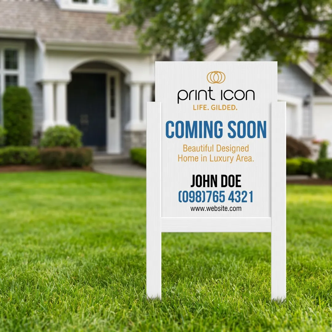 Custom real estate yard sign in Houston lawn
