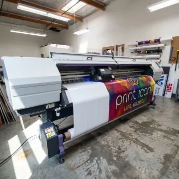 Large format banners and signs being printed
